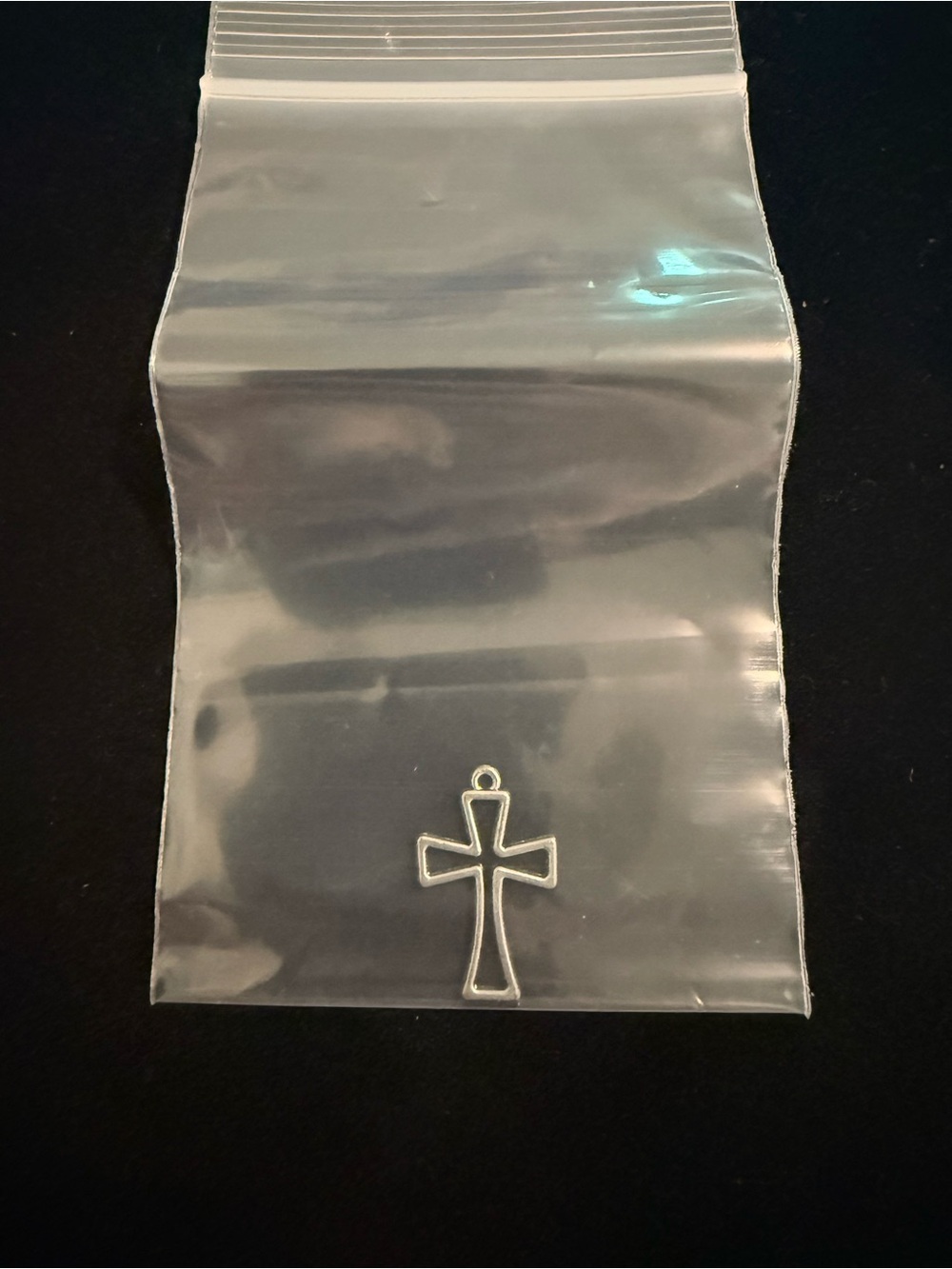 Minimalist Silver Cross Pendant Charm - Small Outline Cross NWOT
